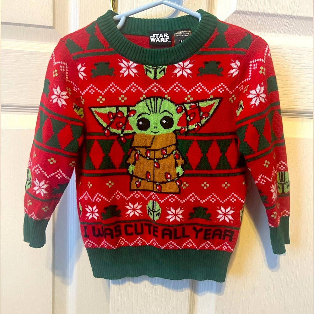Toddler Holiday Sweater 18 Months Boys/Girls Baby Yoda Star Wars